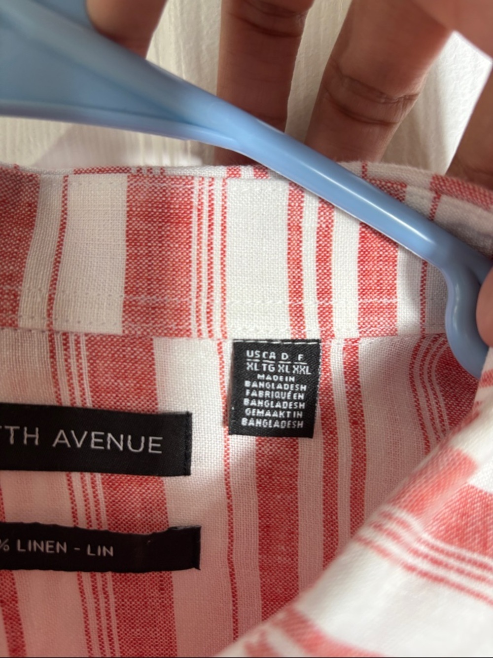 Saks Fifth Avenue Linen Shirt XL Rust Red White Striped - Picture 4 of 8